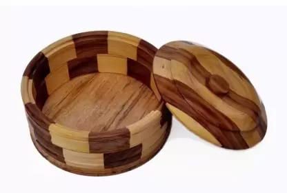Handyytwwisst Wooden Chapati Box Container - Roti Box -Serving Casseroles Serve Casserole (1000 ml)