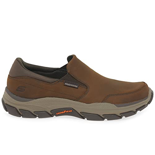 Skechers 204480 BBK, Basket Homme, Cuir Marron Foncé W Synthétique, 45 EU