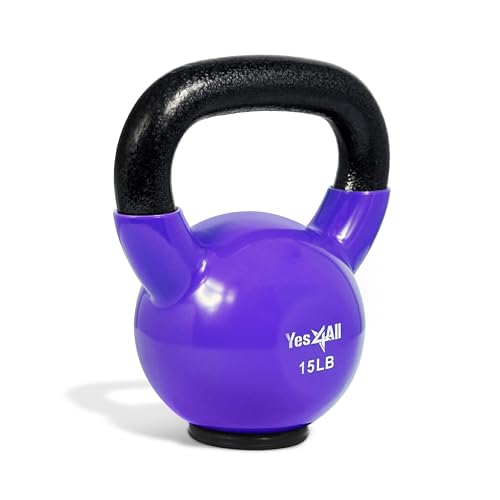 Image of Yes4All Kettlebells Rubber Base, Kettlebell Set for Women, Strength Training Kettlebells Weights (10-65 lbs)