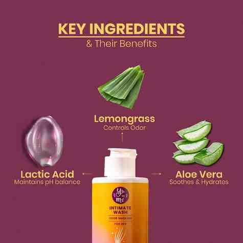 Image of Yu n Me Anti-Odor Intimate Hygiene Wash for Women | 200ml Feminine Hygiene Cleanser | Lemongrass & Aloe Extracts | pH Balanced Odor Protection | Dermatologically Tested | Paraben & Sulfate Free | PO1