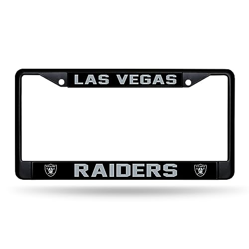 Rico Industries NFL Football Las Vegas Raiders Black Chrome Frame with Printed Inserts 12 x 6 Car/Truck Auto Accessory