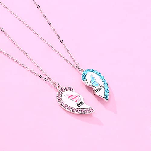 BFF Necklace for 2, Heart Butterfly Daisy Pendant Matching Necklace Best Friend Necklace Friendship Necklace for Women Jewelry Birthday Valentine Christmas Gifts2