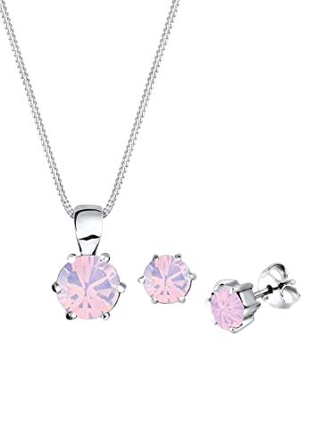 Juego de joyas de plata de ley 925 con cristales clásicos elegantes