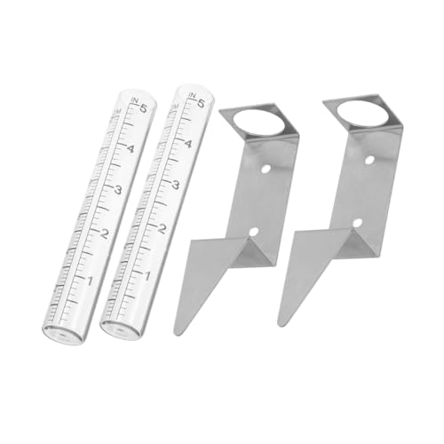 Sosoport 2Pcs Rain Gauge with Stainless Steel Holder for Deck and Garden Water with Clear Scale for Accurate Rain Measurement Durable Outdoor Tool for Lawn