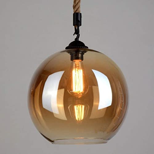 Suspension retro corde chanvre pour illuminer un salon sombre style loft