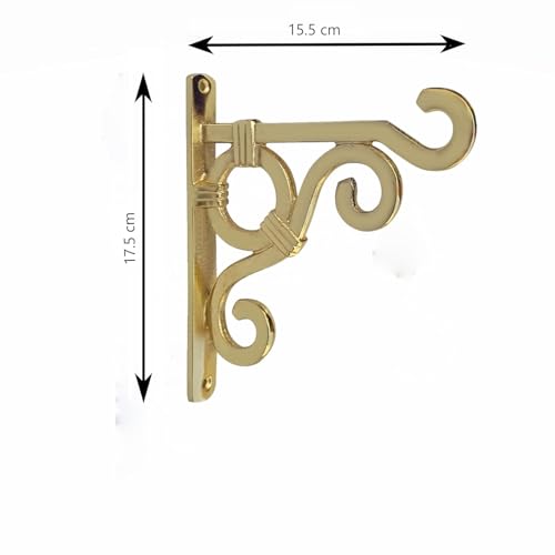 Image of Metal Wall Hook Hanging Plant Bracket | Decorative Straight Plant Hanger for Pots, Bird Feeders, Planters, Lanterns, Cotton, Wind Chimes Indoor Outdoor, (Gold, Pack of 4)