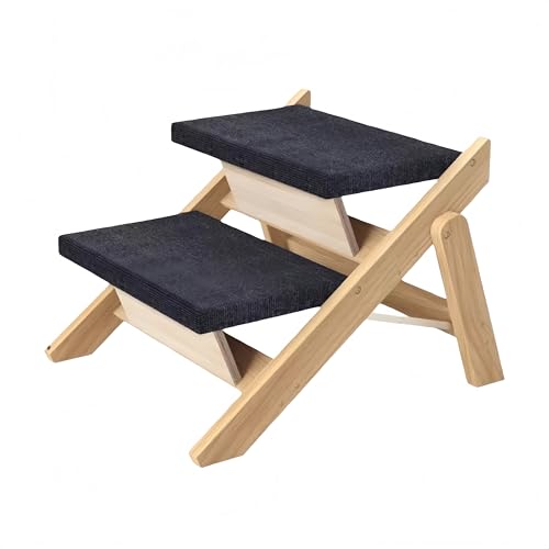 Lopres 折りたたみ式 ペットスロープ 犬用スロープ ペットペダル 2階 3階 滑り止めペット用階段 木製 持ち運び簡単 ポータブルペット用スロープ、調節可能なペット用スロープ階段、多目的ペット用スロープ、小型犬、中型犬、大型犬、猫、ソファ、車用の耐久