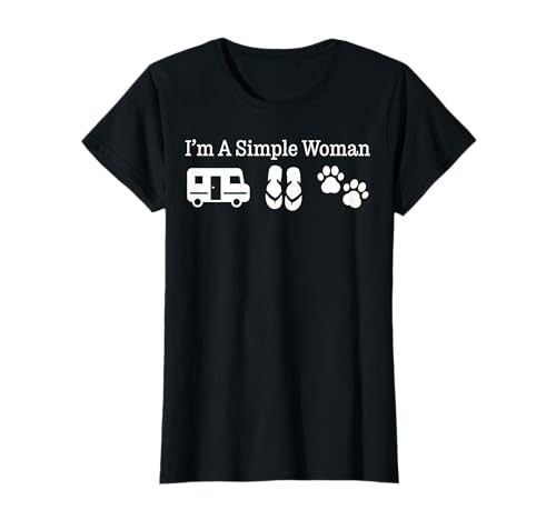 I'm A Simple Woman: Camping Flip Flops Dog - Camper T-Shirt
