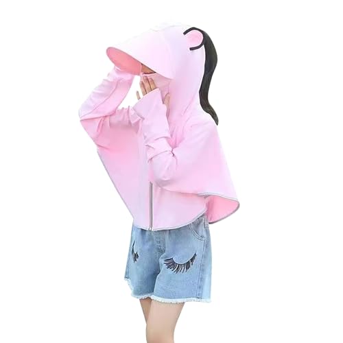Generic Kids Long Sleeve Sun Protective Coat Outdoor Anti-𝚄𝚅 Ice Silk Breathable Big Hat Brim Zip Outdoor Hoodie Jacket2