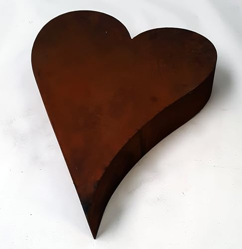 Der-Porzellan-Laden Edelrost Herz aus Metall, romantische Rostdeko liegend 26x21x5 cm für Gartendeko & Innenbereich, dekoratives Highlight in Haus und Garten