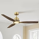 56 Inch Ceiling Fans with Lights, Rustic Farmhouse Ceiling Fan with Remote, 3 Wood Blade, Reversible DC Motor, 4082CFM, 6' Downrod, Indoor Outdoor Ceiling Fan for Living Room, Coverd Patios