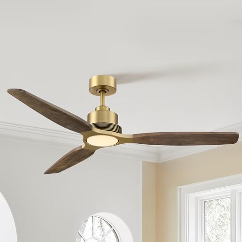 56 Inch Ceiling Fans with Lights, Rustic Farmhouse Ceiling Fan with Remote, 3 Wood Blade, Reversible DC Motor, 4082CFM, 6' Downrod, Indoor Outdoor Ceiling Fan for Living Room, Coverd Patios