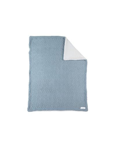 Noukie's - Couverture Plaid Bleu pour Bébé en Tricot sherpa 75x100 CM -100% Coton Bio, Douce,...