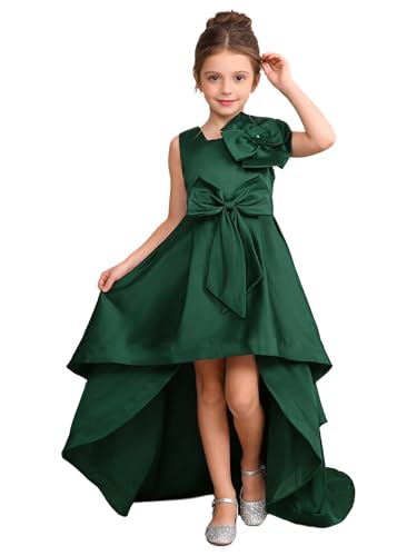 Vestido de niña de flores cómodo y festivo falda alta baja sin tropiezos para damitas de honor