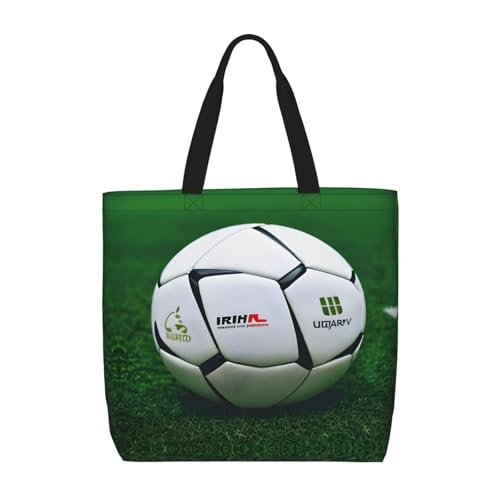 White Soccer Ball Print Women Reuseable Handbag, Grocery Bag Foldable For Shopping Travel Activity