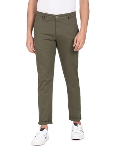Image of U.S. Polo ASSN. Men's Regular Solid Textured Austin Trim Fit Mid Rise Casual Trousers