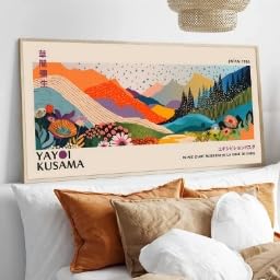 Impression Yayoi Kusama fleurs sur toile premium avec cadre
