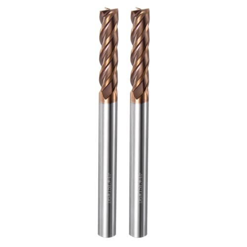 Image of HARFINGTON 2pcs Carbide Square End Mills 6mm (15 /64 inch) Dia 6mm (15 /64 inch) Shank 75mm (3 inch) Extra Long HRC55 TiSiN Coated Micro-Grain Tungsten Carbide 4 Flutes Milling Bit Cutter
