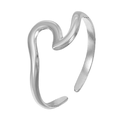 New 2026 Unisex Stainless Steel Wave Ring Gold Color Jewelry