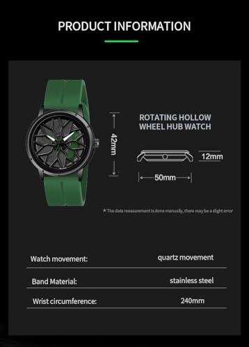 Image of Shocknshop RevolveX Rotating Hollow Wheel Hub Creative Fashion Analog Silicone Magnetic Strap Wrist Watch for Men Boys -WCH368