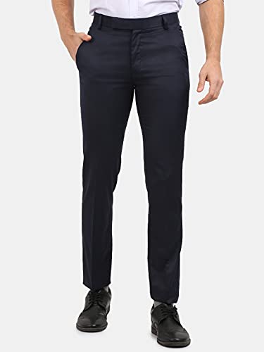 Image of Classic Collection Men's Smart Slim Fit 2-Way Stretchable Formal Trousers Made of Cotton Viscose Blend Fabric with Hidden Expandable Waistband and 3 Slant Pockets Plus 1 Ticket Pocket