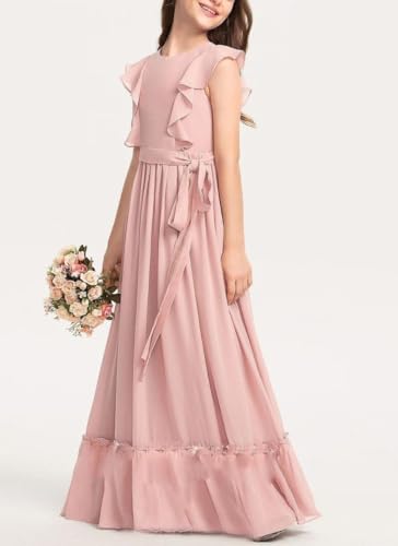 Chiffon Junior Bridesmaid Dress Flower Girl Dresses for Wedding Ruffles Sleeveless Pageant Dress for Teen Girls2