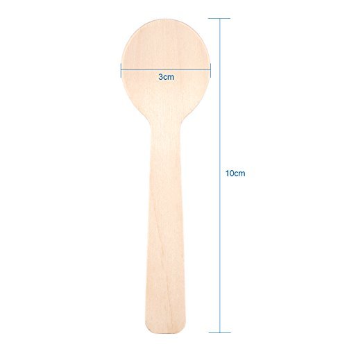 200Pcs Cucharas De Madera Reciclables Desechables Cuchara De Té De Helado Vajilla Postre Café 10 * 3 Cm - Imagen 3