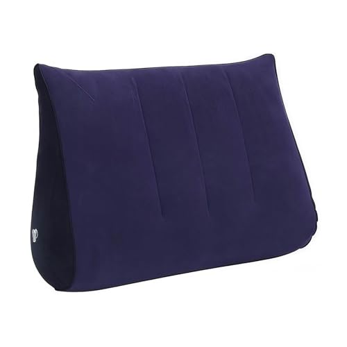 Image of Blow up Cushion Wedge Pillow Compact Lightweight Multipurpose Triangle Shape Dark Blue