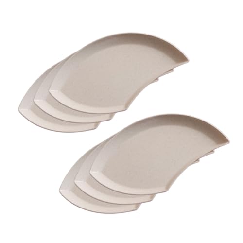 Image of YANCI Lightweight Wheat Straw Appetizer Plates, Reusable Unbeakeable Dinner Plates Set, 18 x 11 cm, Dishwasher & Microwave Safe (Beige, Pack of 6)