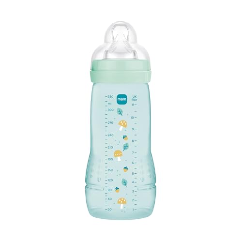 MAM Baby 1 Mamadeira Easy Active 270ml Com Formato Ergonômico e Fácil de Segurar para Crianças 2+ Meses com Bico de Silicone Skinsoft, Azul