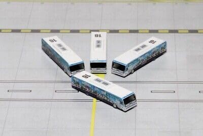 3000 Passenger Bus White and Blue with Graphics US Airways Shuttle Bus - Greener Transit 4 Piece Set 1/400 Diecast Models GJ1534