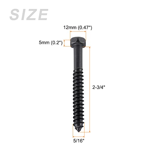 METALLIXITY Hex Lag Screws (5/16" x 2-3/4") 10Pcs, Carbon Steel Phillips Self-Tapping Wood Bolts - for Household Applications - Image 2