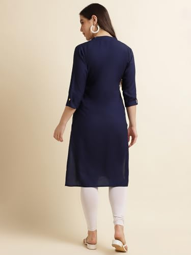 Image of Fabclub Women's Rayon Solid Plain Straight Kurti
