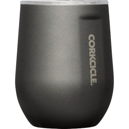 Corkcicle Stemless Wine Tumbler - Keeps Drinks Cold for 6 Hours - Triple-Insulated Stainless Steel - Non-Slip Base - Summer Drinkware Gift - Keeps Drinks Ice Cold - 12 oz - Ceramic Slate