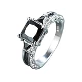 Psiroy 925 Sterling Silver Plated Princess Cut Simulated Black Spinel 3 Stone Promise Ring Size 10