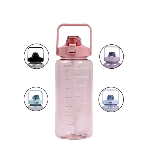 Image of VISBY INDIA Plastic Water Bottle, 2L Capacity, BPA-Free, Airtight, Contemporary Style, Wide Mouth Design for Home, Office, Gym, Travel, Clear Finish, 20cm Height (Pink)