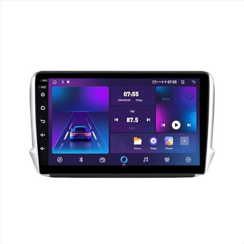 Jeocoai Navegación en Coche Radio para Coche para Peugeot 2008 y 208 (2012-2018). Autorraido estéreo con navegación GPS, Multimedia vídeo(T9 4-64GB CAM WiFi)