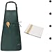 Viedouce Tabliers de Cuisine Etanche,Tablier Réglable avec Poches pour Cuisine Familial,Restaurant,Jardin,Barbecue,école,Café,Tablier pour Chef,Boulanger,Serveurs(1x Vert Tablier + 1 x Torchon)