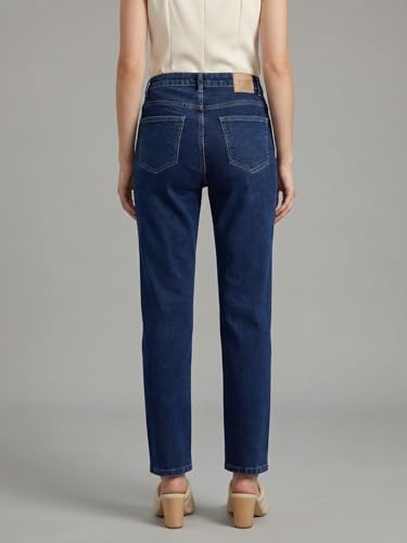 Image of Urbano Fashion Women's High Rise Straight Fit Washed Jeans Non-Stretchable