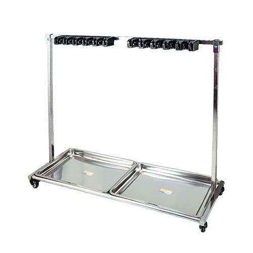 Supporto per scopa e mocio, da pavimento, in acciaio inox, per cucina, garage, giardino