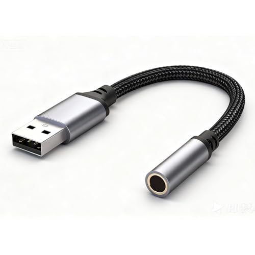 Adaptador USB a Jack de 3,5 mm, externo USB Soundkarte, Kompatibel mit TRRS Mikrofon, Für PC, Laptop und Linux, Plug and Play, Langlebig und Tragbar