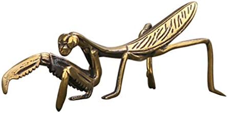 Toddmomy Copper Praying Mantis Feng Shui Brass Statue Animal Insect Garden Sculpture Figurine for Art Graden Yard Tea Table Spring Easter Feastival Decor Collectible Gift Golden