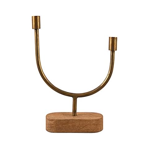 Main + Mesa Asymmetrical Wood and Metal Candle Holder Cover