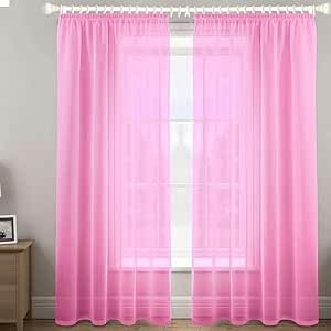 Megachest gathering tape voile curtain (CANDY PINK W 56" x L 108" (2 Panels))