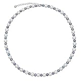 Co Co Lotus Collar de perlas para hombre, collar de perlas blancas y negras, collar de plata de ley, collar de moda para hombre, accesorios Y2K