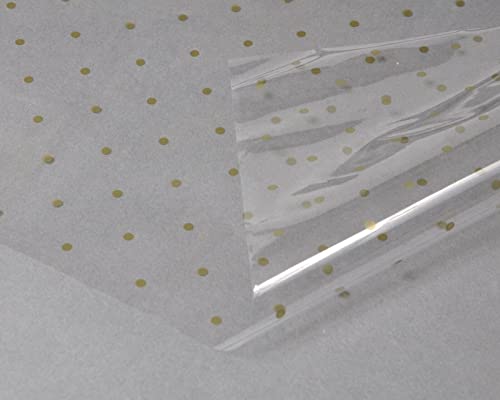 Cellophane Wrap Hamper Florist Film - 800mm x 2 Meters (Supplied in a Folded Sheet) - Gold Dot | Wrapping Paper & Gift Wrap for Bouquets, Baskets & Hampers