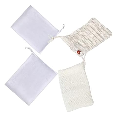 Soap Bags for Homemade Soap for Shower 4 pcs - for Foaming and Drying The Soap Bars Shower Bar Soap Holder Loofah（6.3x 3.54 inches,Beige*2 Blue*1 green*1) Cover