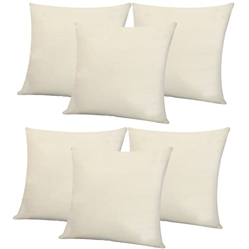 Blank Pillow Covers 18x18Inch Sublimation Throw Pillow Cases Bulk for HTV Heat Transfer Vinyl Set of 6 Beige Linen