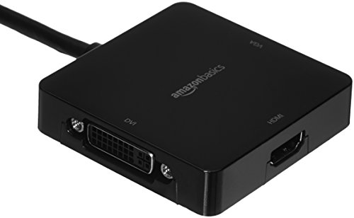 AmazonBasics - Adattatore da Mini DisplayPort a HDMI/DVI/VGA, Nero