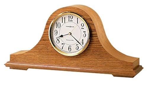 Howard Miller Echo Mantel Clock II 549-617 – Golden Oak Finish, Polished Brass-Finish Bezel, Black Numerals, Brass Second Hand, Quartz Movement, Westminster Chime